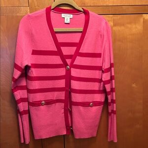 Rachel Zoe Pink and Red Striped Cardigan